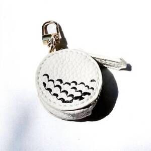NEW PRETTY SIMPLE sports vegan leather bag charm keychain in golf